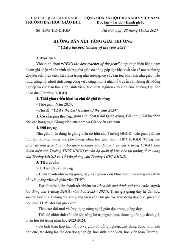 HD 3595 28.11.2024 Hướng dẫn xét tặng giải thưởng UEds the best teacher 2024 1
